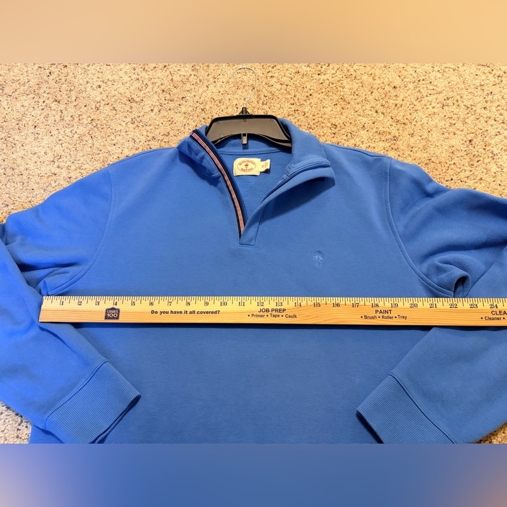 Brooks Brothers Men’s Blue Quarter Zip Sweater Size M Cotton Knit Pullover - Picture 4 of 8